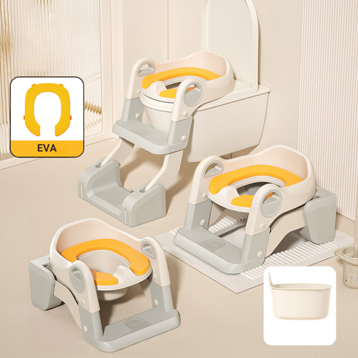 2-in-1 Toddler Potty Training Seat with Step Stool – Foldable Toilet Ladder with Handles & Non-Slip Steps