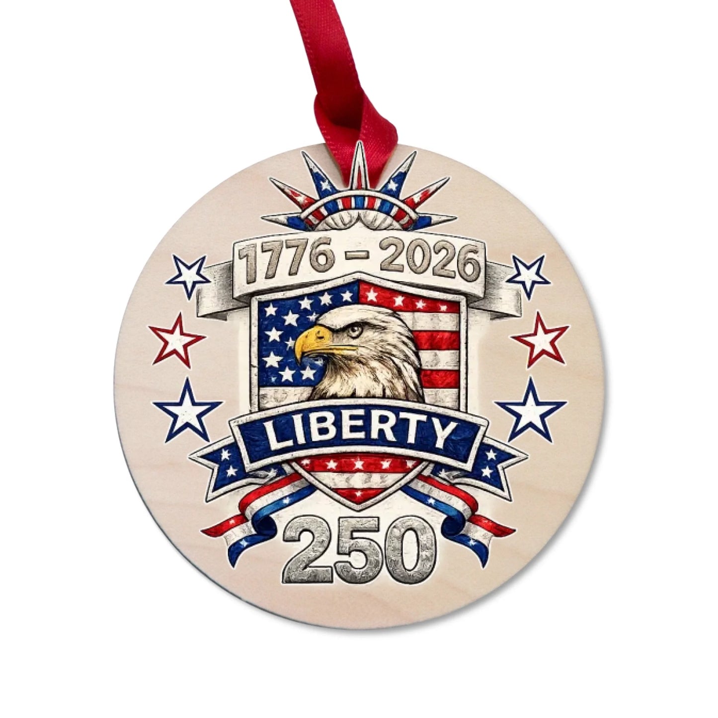 Liberty 250 Years Patriotic Ornament 1776 2026 US Bald Eagle SKU003