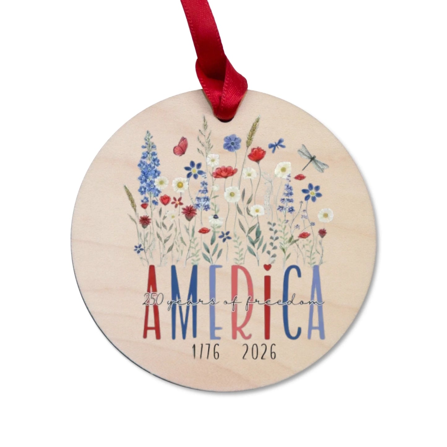America 250 Years of Freedom Ornament 1776 Wildflowers Decor - SKU006