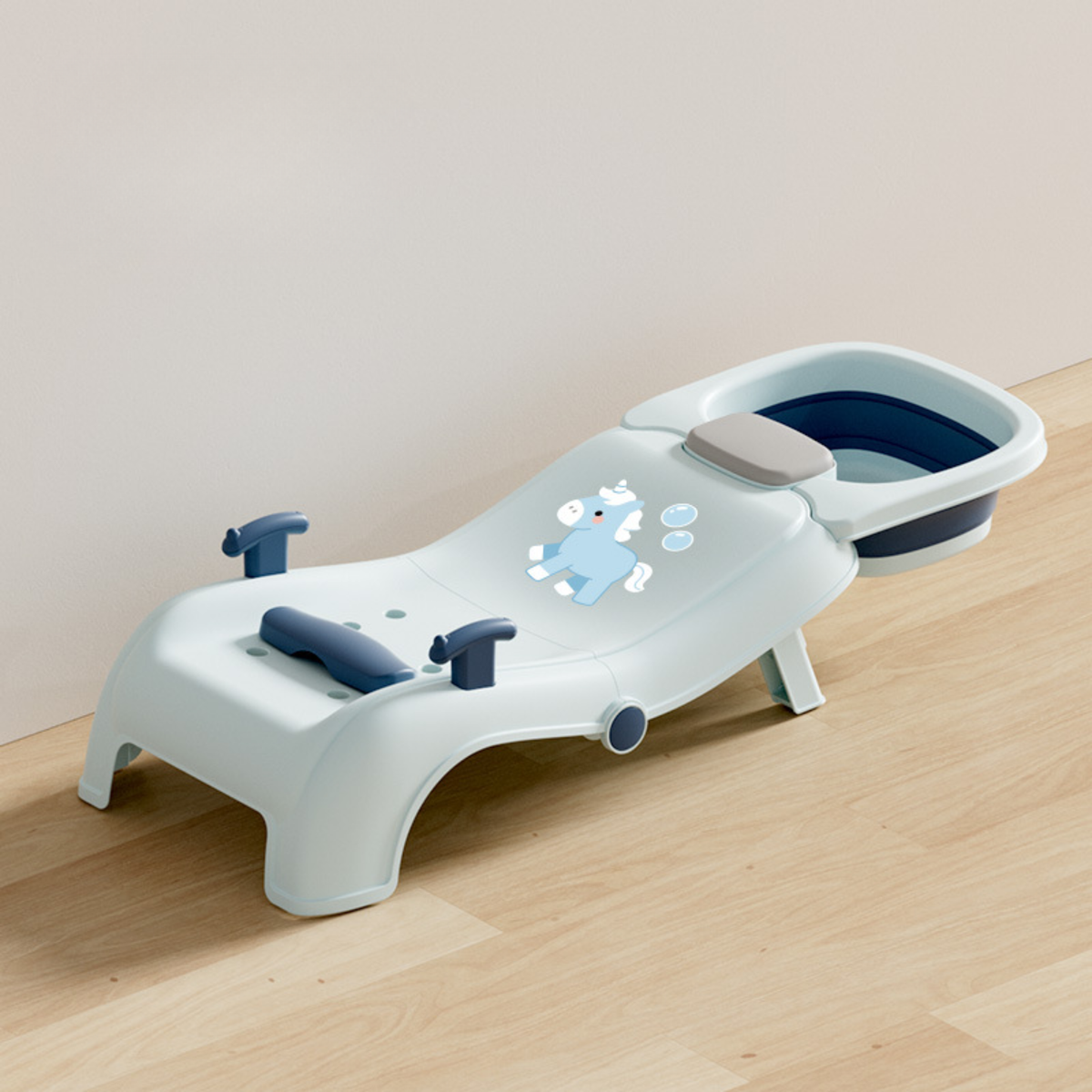 Foldable Baby Bath Seat with Adjustable Headrest – Ergonomic Reclining Toddler Bath Support with 5-Level Hip Support