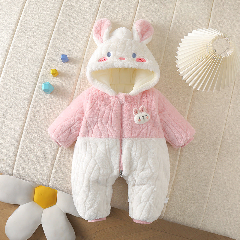 Baby Bunny Fleece Jumpsuit – Soft & Cozy Hooded One-Piece for Toddlers
