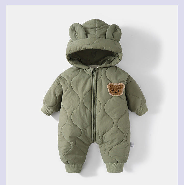 Little Bear Baby Jumpsuit – Adorable Hooded Fleece Romper for Newborns & Toddlers