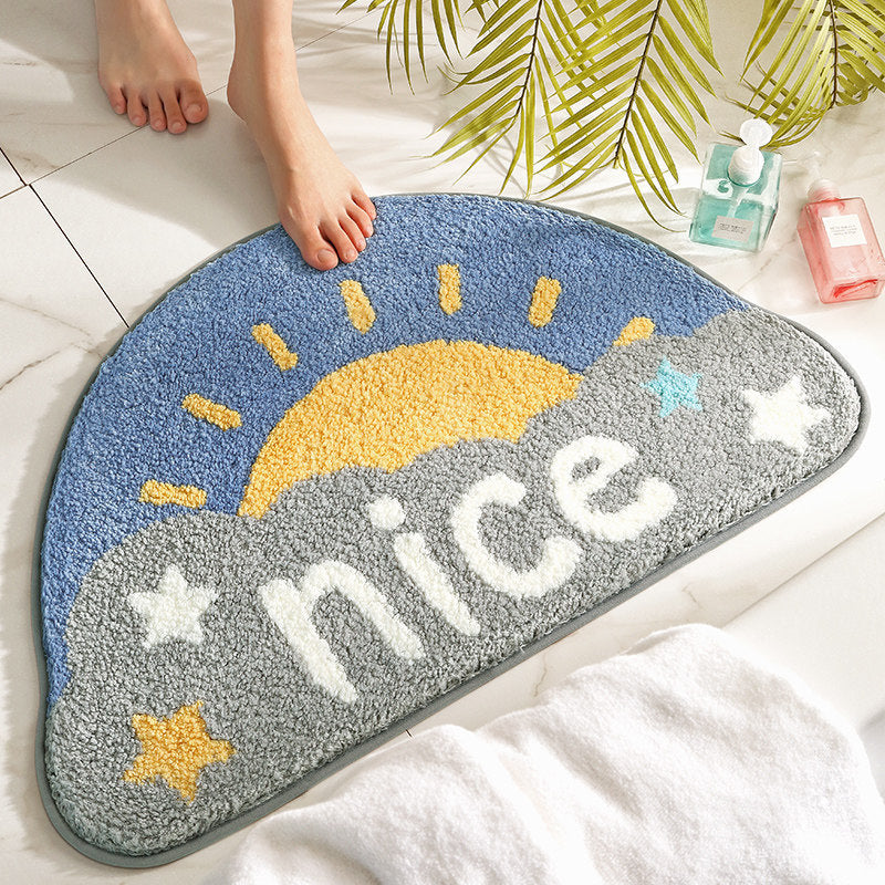 Cute Bathroom Non-Slip Mat, Funny Shaped Velvet Foot Mat, Home Bathtub Mat Home Decor