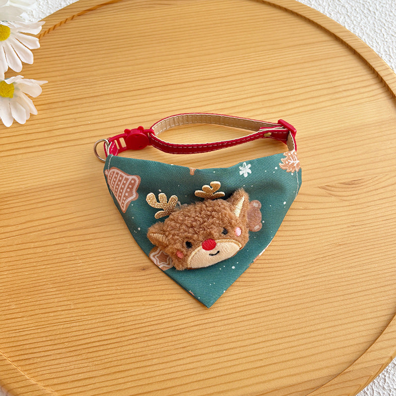 Christmas New Pet Triangle Scarf Collar Cute Cat Christmas Accessories Dog Collar Red Elk