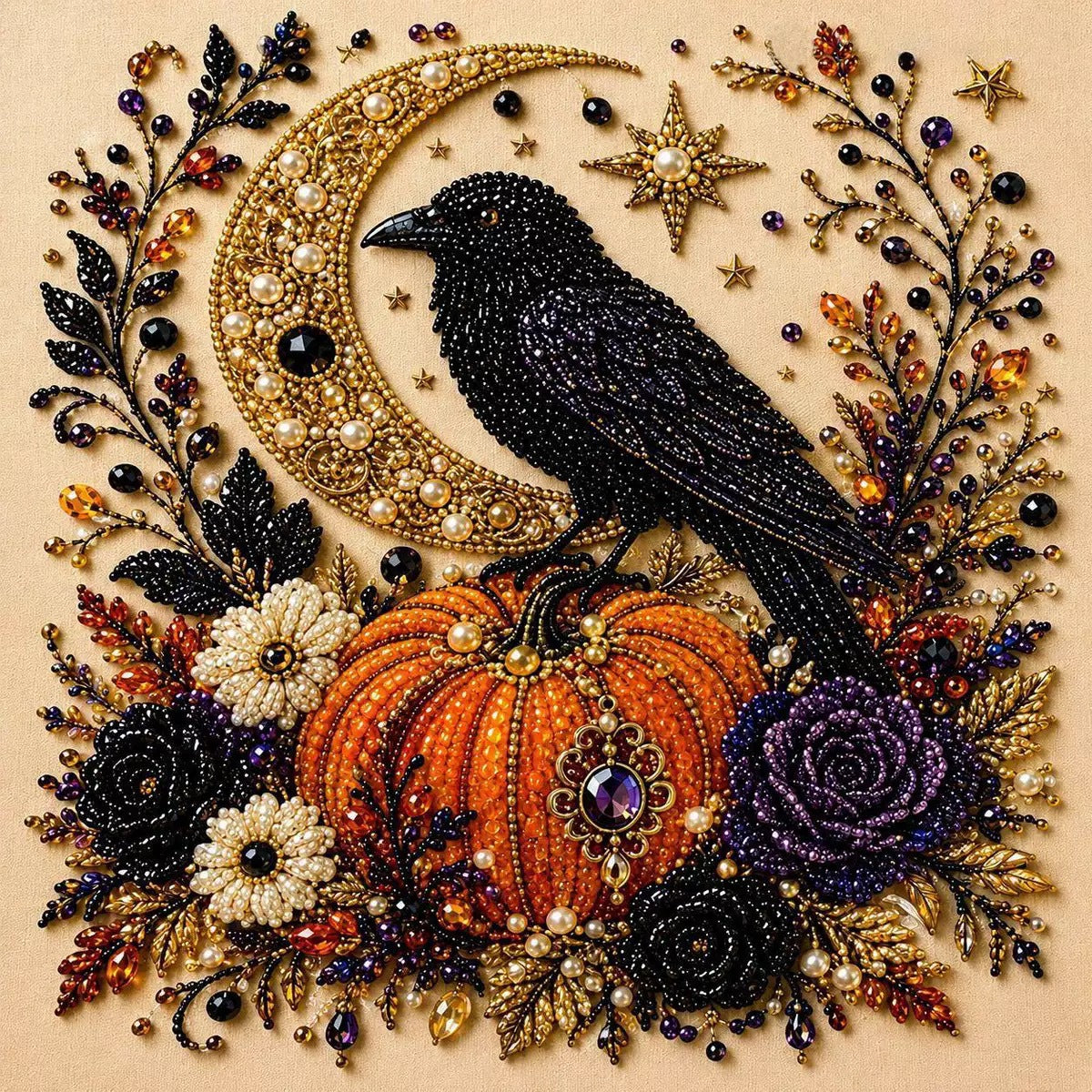 Halloween Pearl Art DIY Kit – Spooky Beaded Painting Craft Set