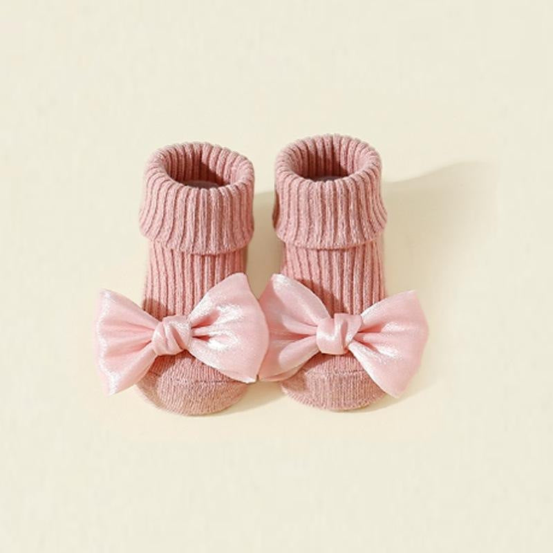 Spring and Autumn Bow-Tie Style Baby Floor Socks, Children's Walking Socks for Boys and Girls