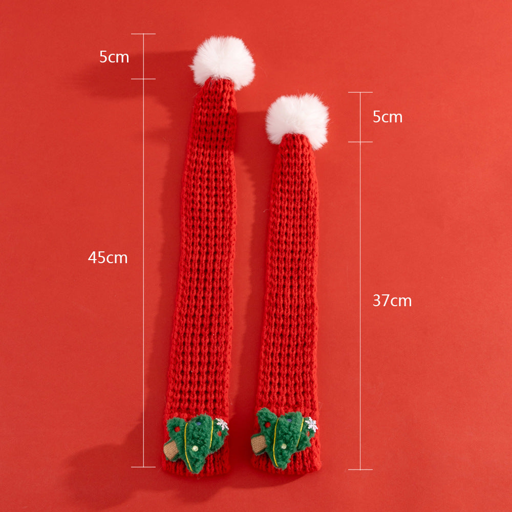 Pet Christmas suit Cat Scarf Headwear Scarf Medium and Small Dog Knitted Wool Hanging Hair Ball Elk