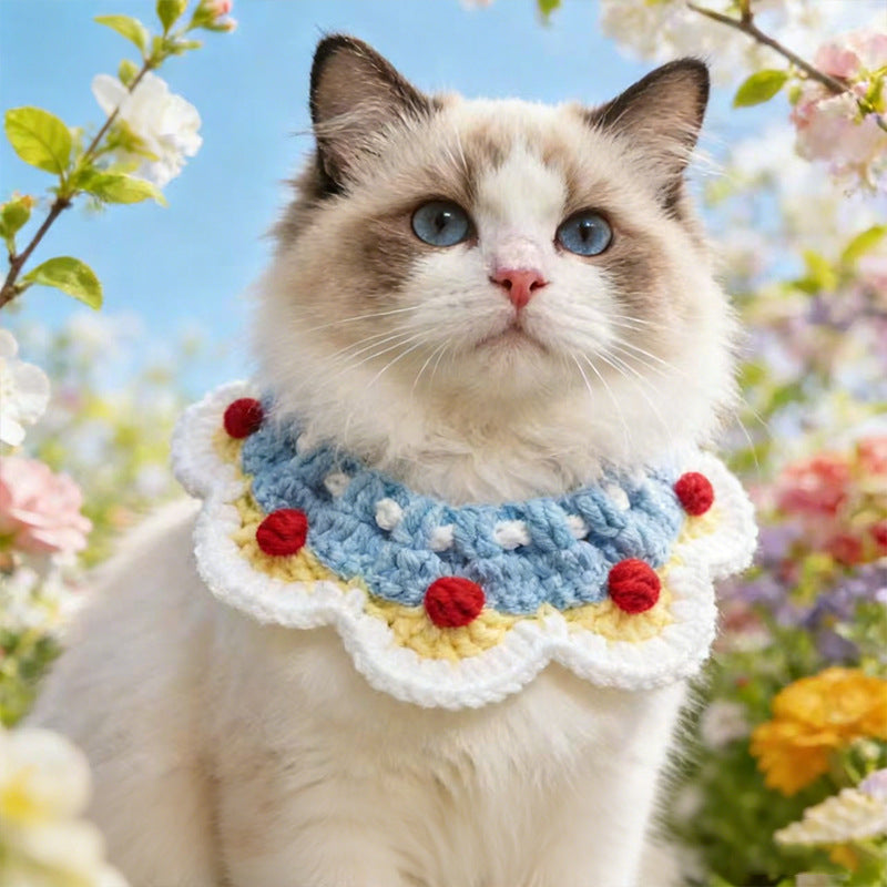 Cat Neck Scarf, Dog Bib, Christmas Knitted Pet Accessories, Collar, Yarn Bow Tie, Dog Drool Bib