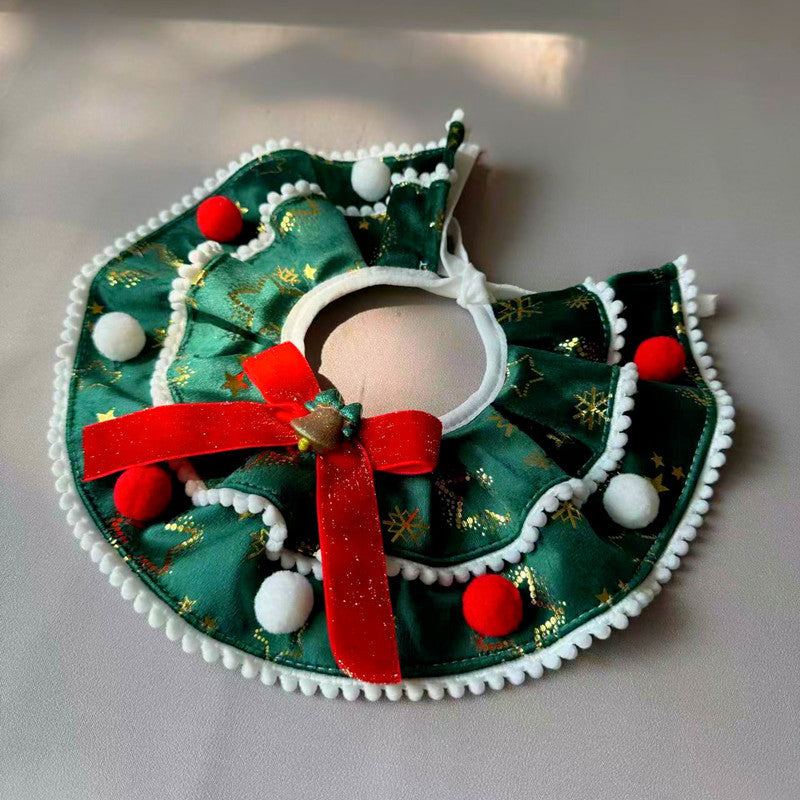 Pet Christmas Holiday Dress-up Scarf Decorative Supplies Dog Scarf Cat Slippery Towel Bib Bow Tie