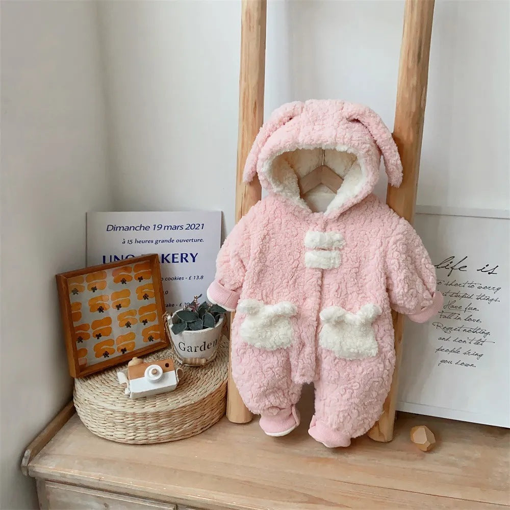 Baby Winter Jumpsuit – Warm Plush Fleece Hooded Romper for Babies & Toddlers