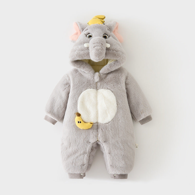 Newborn Baby Jumpsuit – Cozy Rabbit Fleece Hooded Romper for Babies & Toddlers