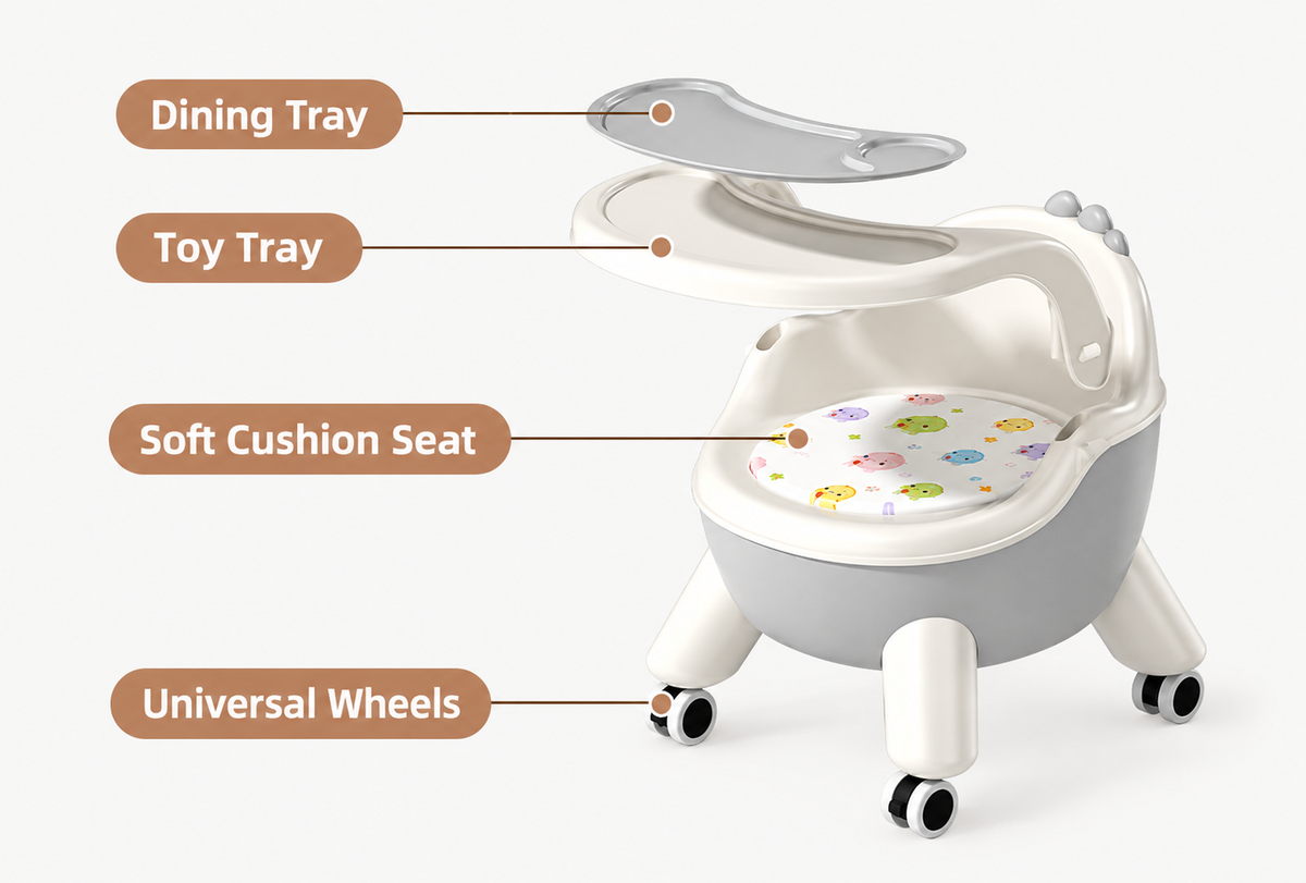 2-in-1 Toddler Feeding Chair with Wheels – Convertible Baby Dining & Activity Seat