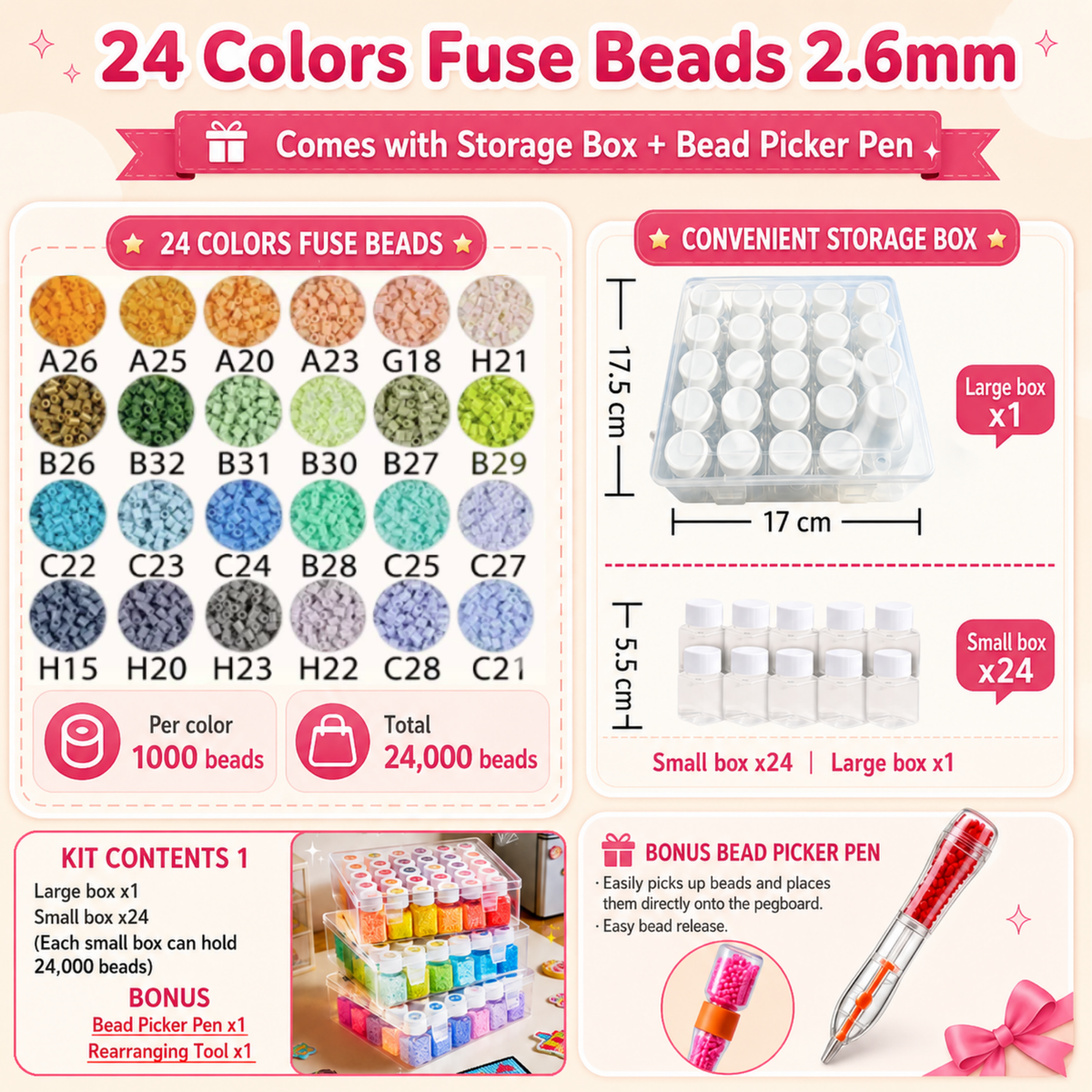 2.6mm DIY Perler Beads – Complete Set with Iron, Pegboards, Ironing Paper & Creative Craft Toys