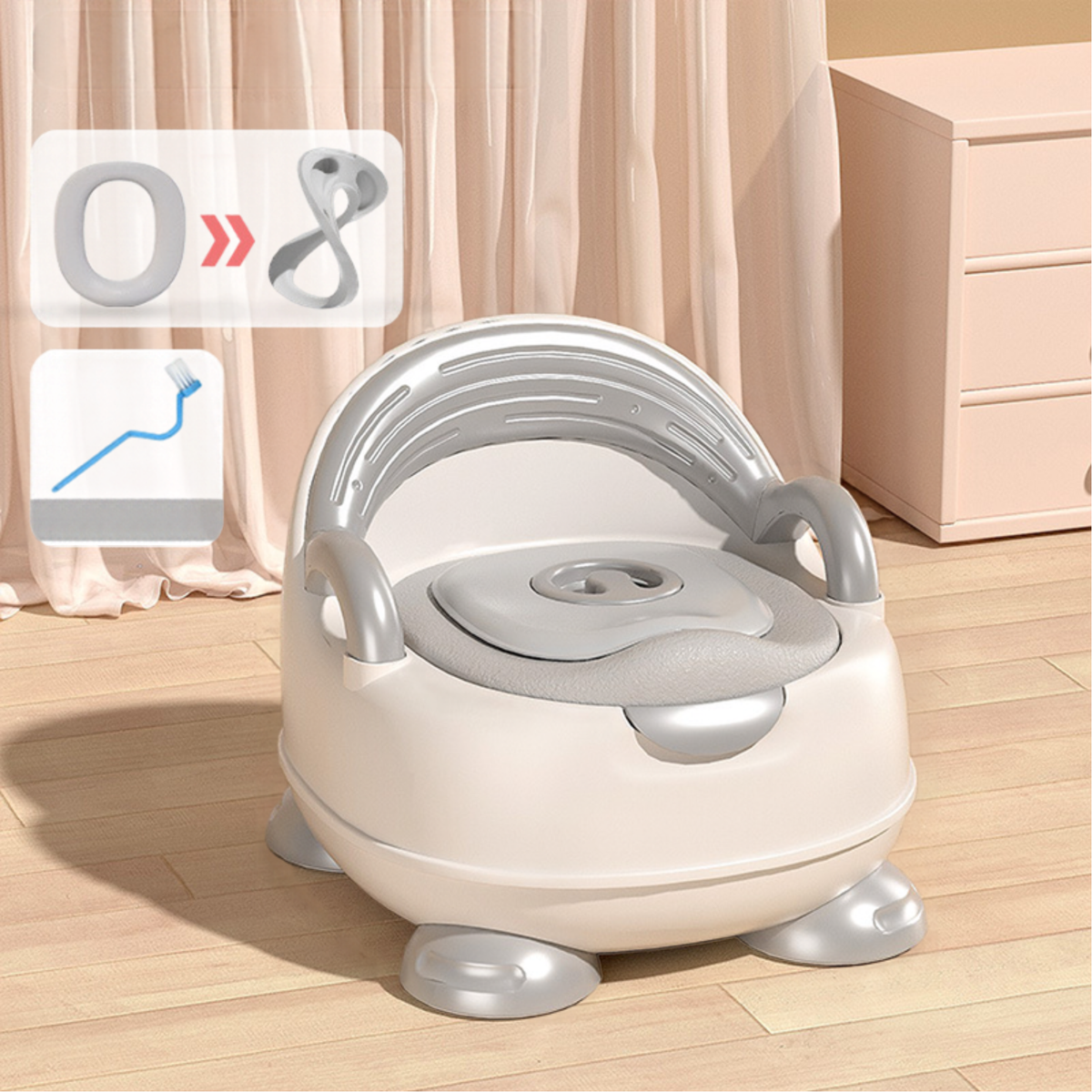 Toddler Potty Training Chair with Backrest & Handles – Portable Kids Toilet with Splash Guard, Removable Bowl & Anti-Slip Base