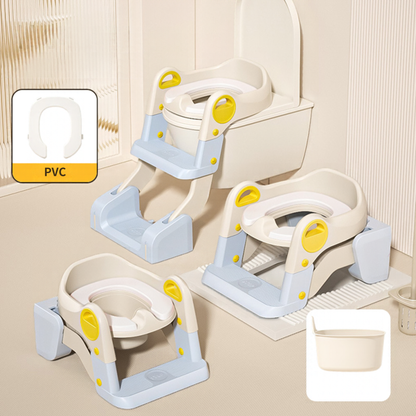 2-in-1 Toddler Potty Training Seat with Step Stool – Foldable Toilet Ladder with Handles & Non-Slip Steps