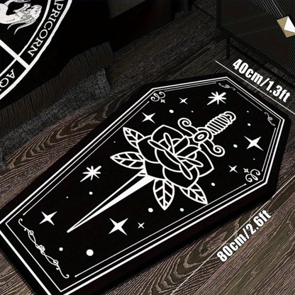 Coffin Halloween Floor Mat, Funny Halloween Coffin Bedside Rug Home Decor