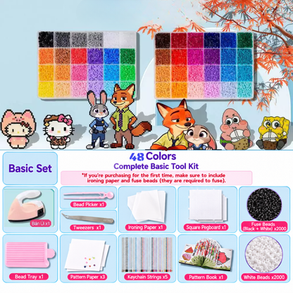 2.6mm DIY Perler Beads – Complete Set with Iron, Pegboards, Ironing Paper & Creative Craft Toys