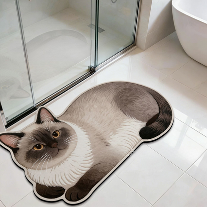 Cute Pet Diatomaceous Earth Entryway Mat, Non-Slip Bathroom Home Decor