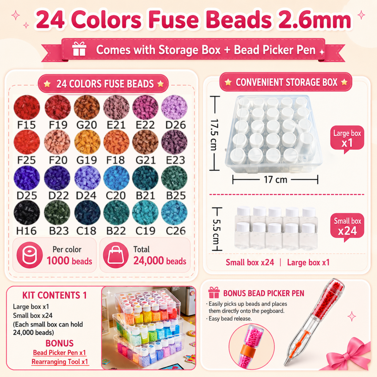 2.6mm DIY Perler Beads – Complete Set with Iron, Pegboards, Ironing Paper & Creative Craft Toys
