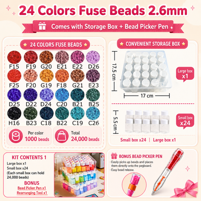 2.6mm DIY Perler Beads – Complete Set with Iron, Pegboards, Ironing Paper & Creative Craft Toys