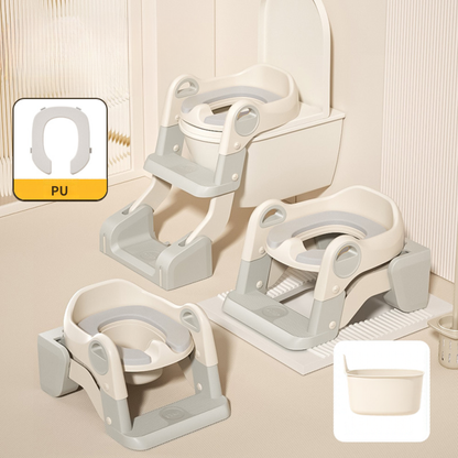 2-in-1 Toddler Potty Training Seat with Step Stool – Foldable Toilet Ladder with Handles & Non-Slip Steps