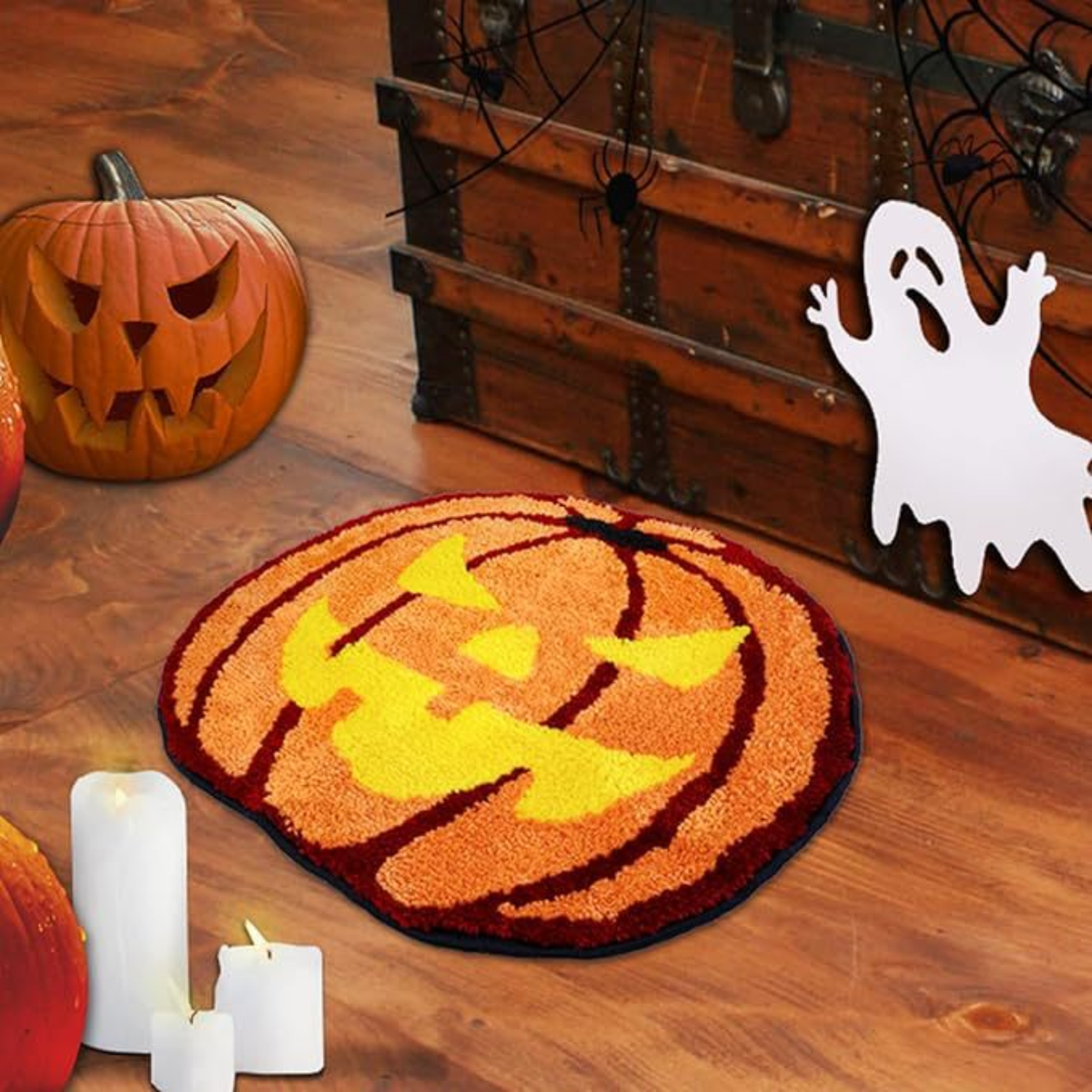Halloween Faux Cashmere Shaped Rug – Thick, Skin-Friendly Doormat, Funny Halloween Gift Home Decor