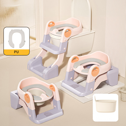 2-in-1 Toddler Potty Training Seat with Step Stool – Foldable Toilet Ladder with Handles & Non-Slip Steps