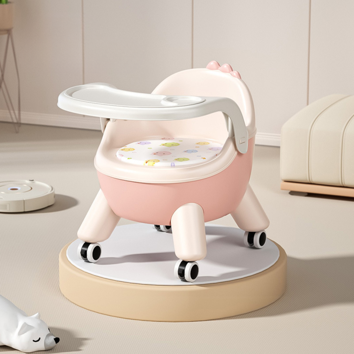 2-in-1 Toddler Feeding Chair with Wheels – Convertible Baby Dining & Activity Seat