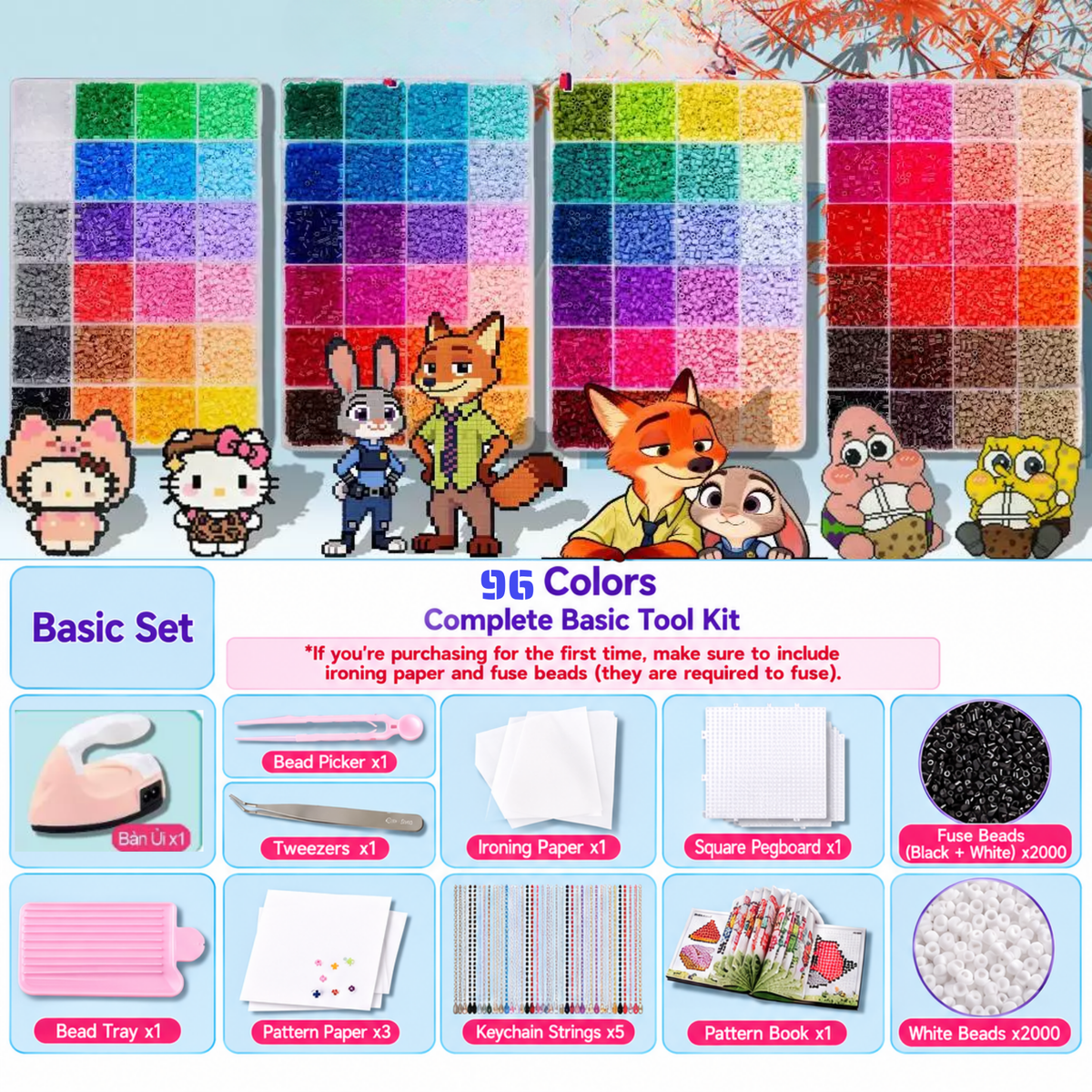 2.6mm DIY Perler Beads – Complete Set with Iron, Pegboards, Ironing Paper & Creative Craft Toys