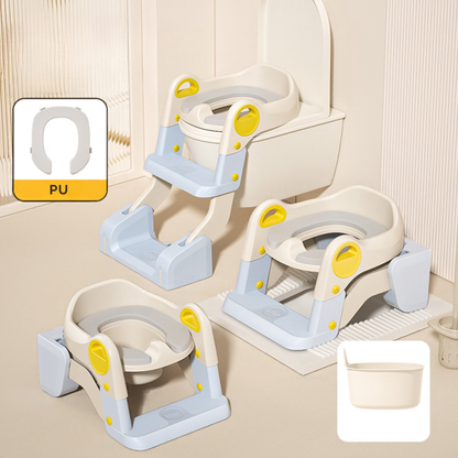 2-in-1 Toddler Potty Training Seat with Step Stool – Foldable Toilet Ladder with Handles & Non-Slip Steps