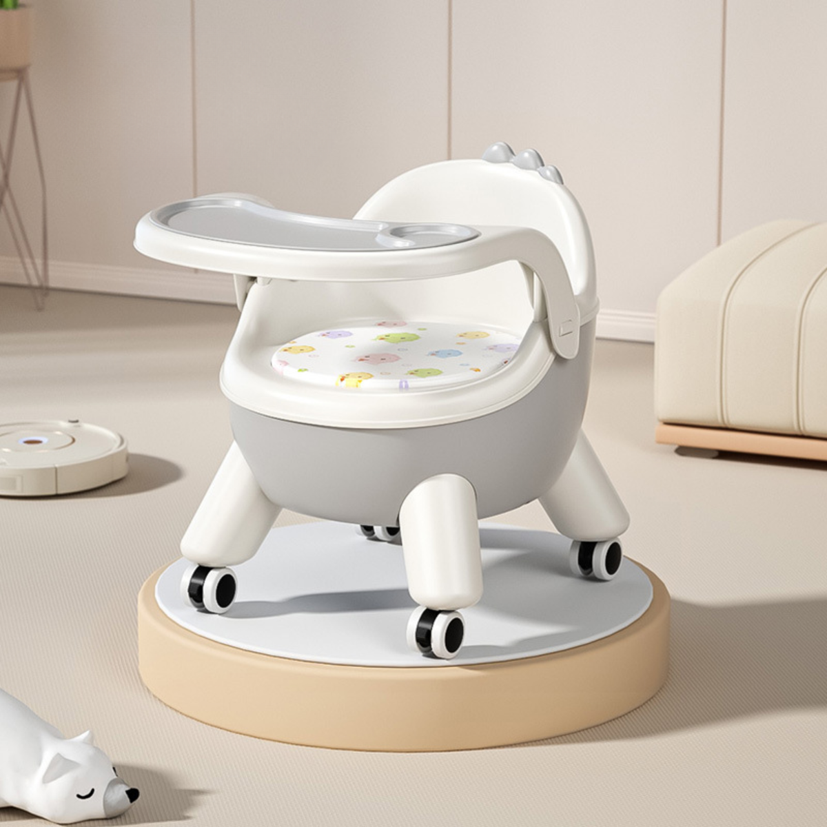 2-in-1 Toddler Feeding Chair with Wheels – Convertible Baby Dining & Activity Seat