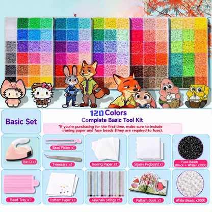 2.6mm DIY Perler Beads – Complete Set with Iron, Pegboards, Ironing Paper & Creative Craft Toys