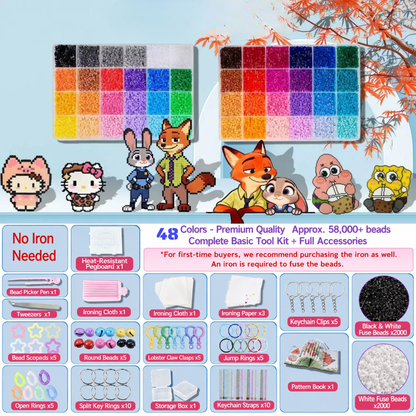 2.6mm DIY Perler Beads – Complete Set with Iron, Pegboards, Ironing Paper & Creative Craft Toys
