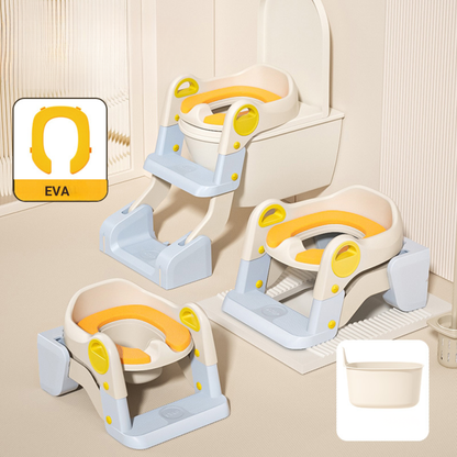 2-in-1 Toddler Potty Training Seat with Step Stool – Foldable Toilet Ladder with Handles & Non-Slip Steps