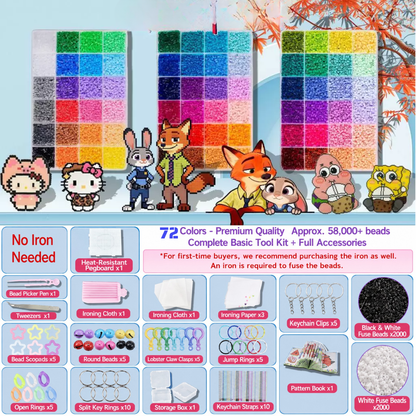 2.6mm DIY Perler Beads – Complete Set with Iron, Pegboards, Ironing Paper & Creative Craft Toys