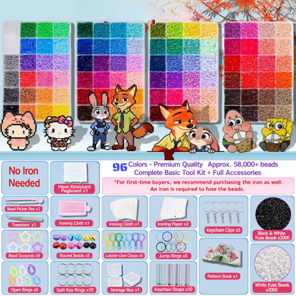 2.6mm DIY Perler Beads – Complete Set with Iron, Pegboards, Ironing Paper & Creative Craft Toys