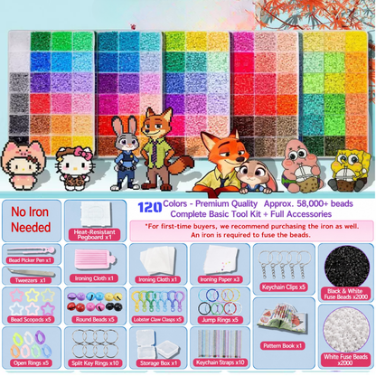 2.6mm DIY Perler Beads – Complete Set with Iron, Pegboards, Ironing Paper & Creative Craft Toys