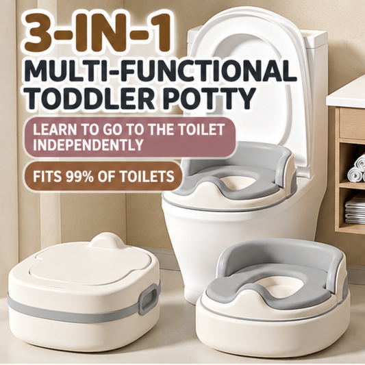 3-in-1 Toddler Potty Training Seat – Portable Kids Potty Chair with Backrest, Soft Cushion, Splash Guard & Toilet Adapter