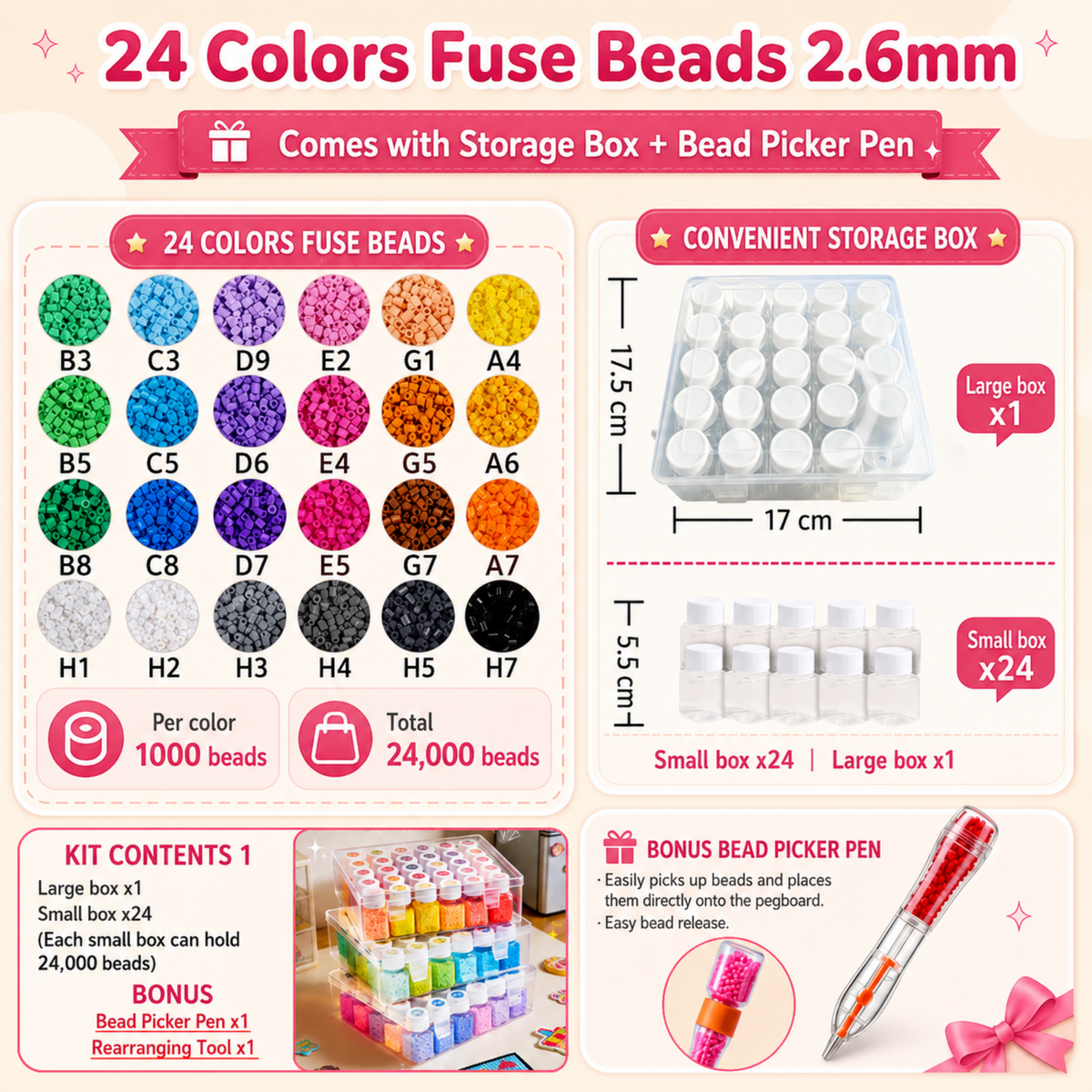 2.6mm DIY Perler Beads – Complete Set with Iron, Pegboards, Ironing Paper & Creative Craft Toys