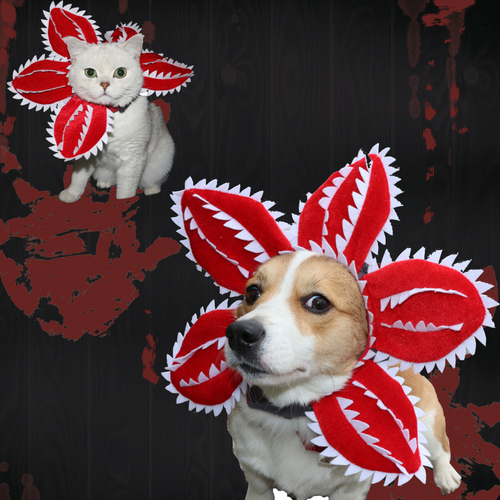 Dog Cat Funny Man-Eating Flower Headgear Halloween Pet Funny Headwear Teddy