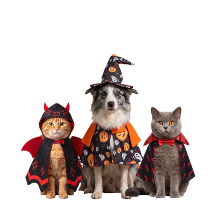 Halloween Pet Costumes Cat Pumpkin Cape Wizard Hat Set Dog Pet Supplies