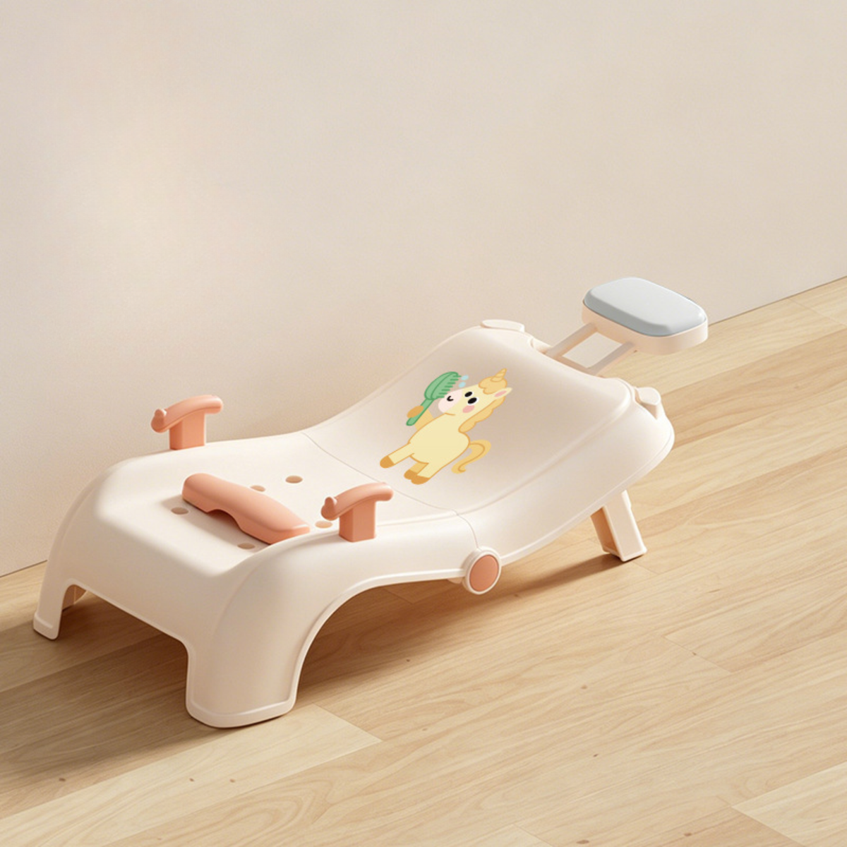 Foldable Baby Bath Seat with Adjustable Headrest – Ergonomic Reclining Toddler Bath Support with 5-Level Hip Support