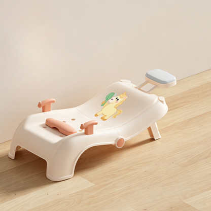 Foldable Baby Bath Seat with Adjustable Headrest – Ergonomic Reclining Toddler Bath Support with 5-Level Hip Support