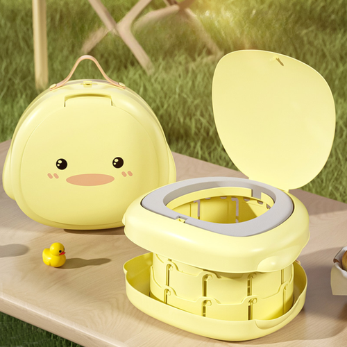 Portable Foldable Toddler Potty – Cute Duck Travel Potty with Soft Seat, Storage Bag & 20 Disposable Bags