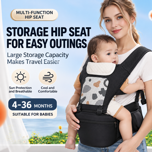 Ergonomic Baby Carrier with Hip Seat – Breathable Adjustable 3-in-1 Infant Carrier with Storage