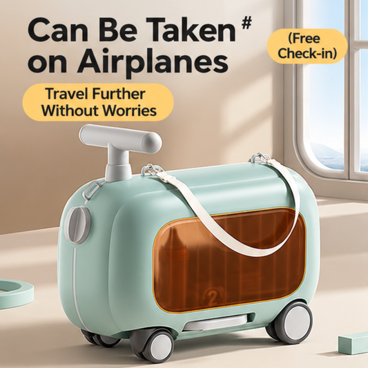 Kids Ride-On Suitcase with Wheels – 2-in-1 Carry-On Travel Luggage with Foldable Footrest & Large Storage