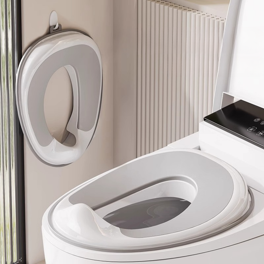 Universal Toddler Toilet Seat – No Installation Potty Training Seat with Soft Cushion, Splash Guard & Space-Saving Hanging Design