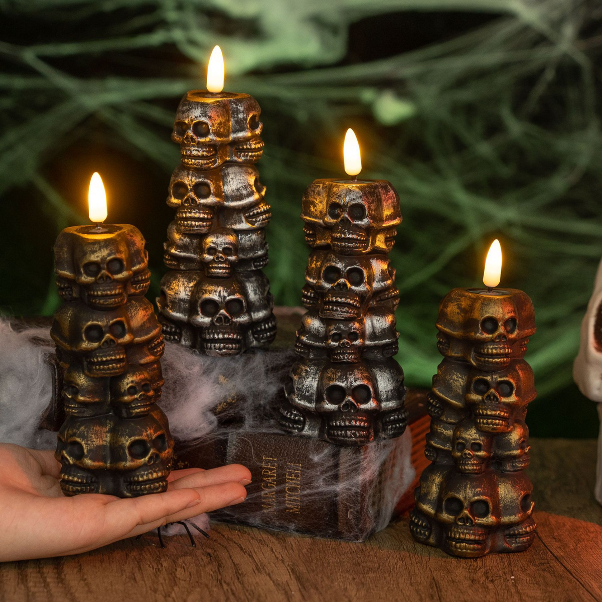 Halloween Decorations, Skull Piles, Candle Lights, Ghost Festival Pumpkin Lanterns, Party Horror Atmosphere Decorations, Props and Ornaments