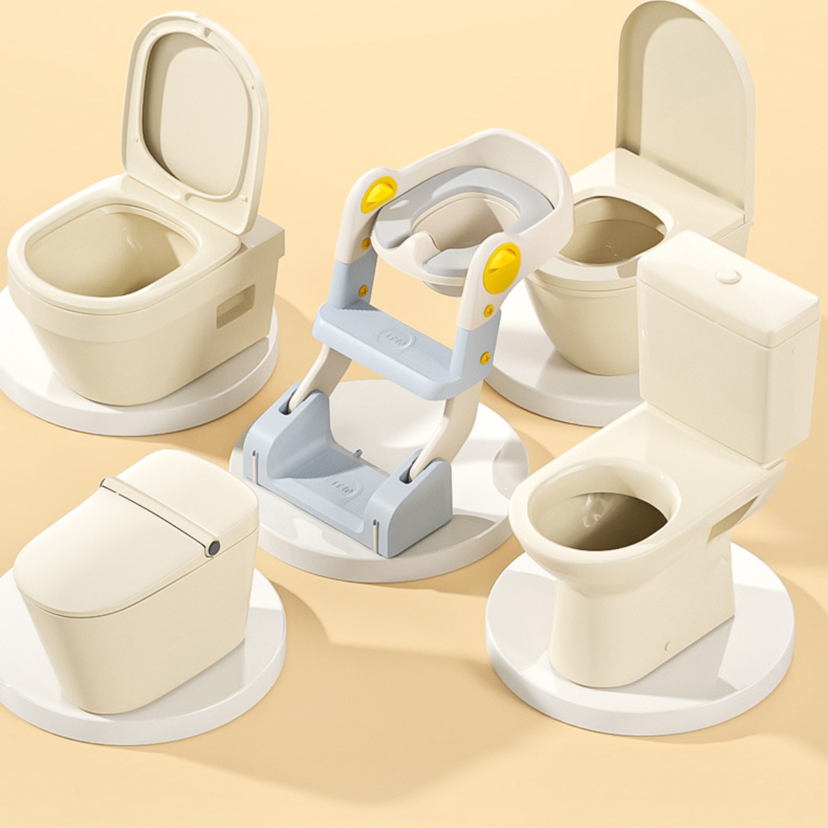 2-in-1 Toddler Potty Training Seat with Step Stool – Foldable Toilet Ladder with Handles & Non-Slip Steps