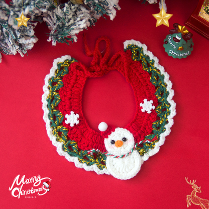 Christmas Pet Scarf Ornament for Cats and Dogs, Knitted Scarf Collar with Reindeer, Santa Claus, and Snowman Designs